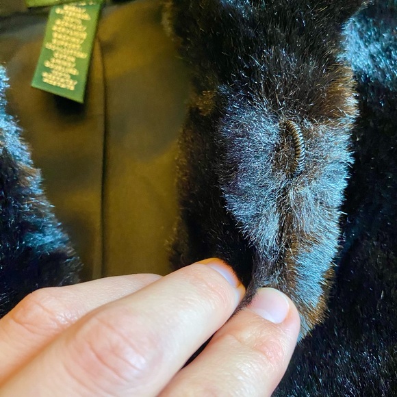 Lauren Ralph Lauren Black Faux Fur Swing Coat Size M - Picture 4 of 16
